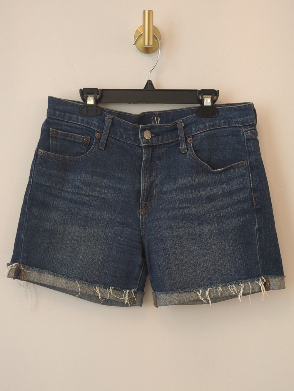 GAP Denim Cuff Frayed Hem Shorts 27 High Rise 5" Inseam